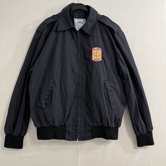 Vintage Military Jacket Men Sz M Black Bomber Mechanic Lightweight Coat ROTC Arm - Picture 1 of 9
